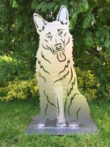 Blechsujet Hund Gross Sitzend Rostfrei