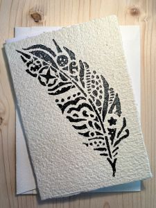 Schreibkarte Feder schwarz