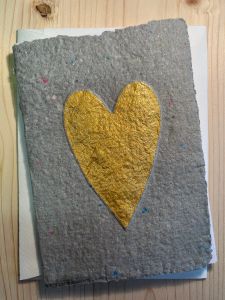 Schreibkarte Herz gold