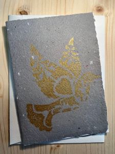 Schreibkarte Taube gold