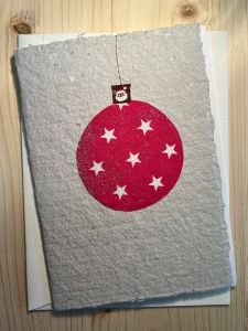 Schreibkarte Weihnachtskugel Stoff
